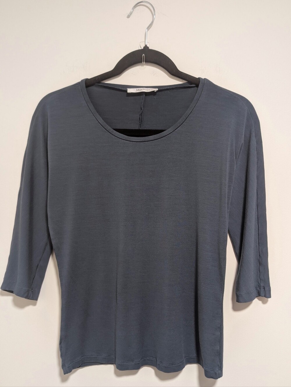 MaxMara | Scoop Neck 3/4 Sleeve Top In Slate Blue